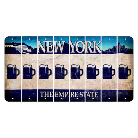 New York Blue The Empire State Cut License Plate Strips (Set of 8) Beer Mug