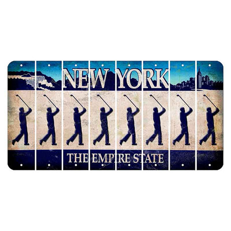 New York Blue The Empire State Cut License Plate Strips (Set of 8) Male Golfer