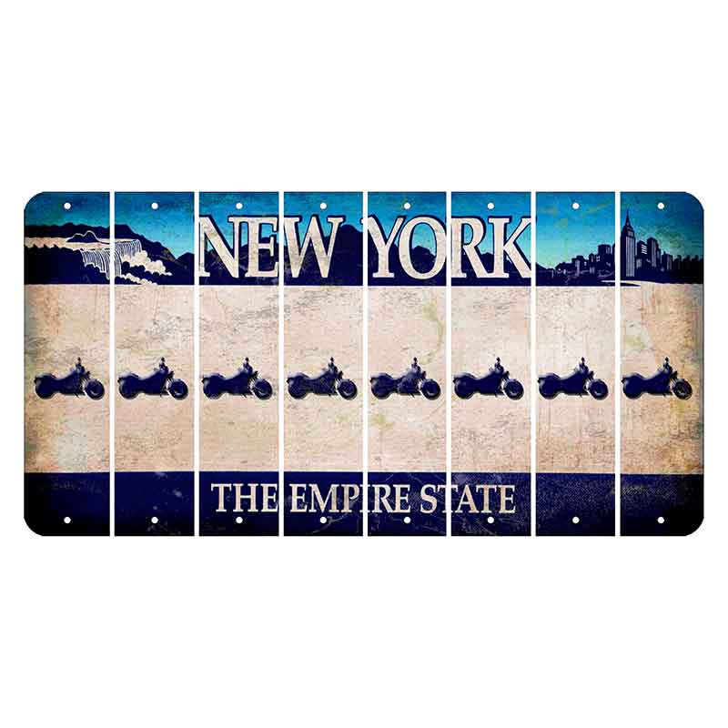 New York Blue The Empire State Cut License Plate Strips (Set of 8) Motorcycle