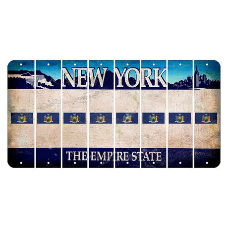 New York Blue The Empire State Cut License Plate Strips (Set of 8) State Flag