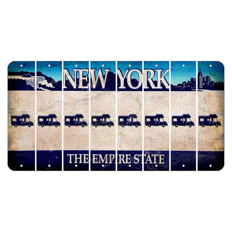 New York Blue The Empire State Cut License Plate Strips (Set of 8) Camper