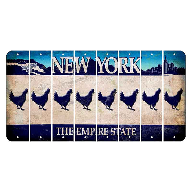 New York Blue The Empire State Cut License Plate Strips (Set of 8) Chicken