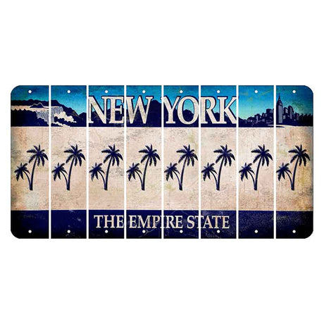 New York Blue The Empire State Cut License Plate Strips (Set of 8) Palm Trees