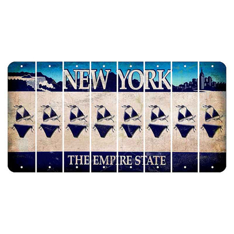 New York Blue The Empire State Cut License Plate Strips (Set of 8) Bikini