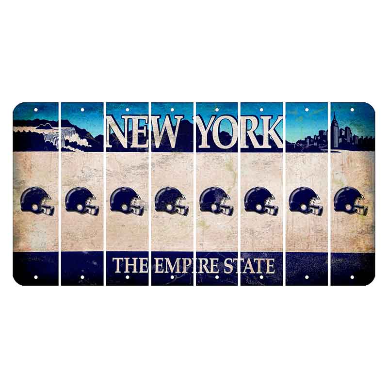 New York Blue The Empire State Cut License Plate Strips (Set of 8) Football Helmet