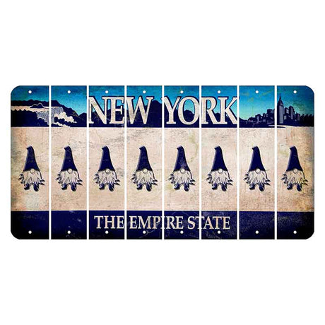 New York Blue The Empire State Cut License Plate Strips (Set of 8) Gnome