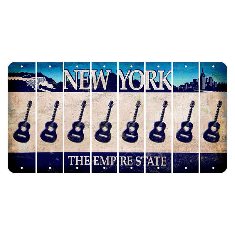 New York Blue The Empire State Cut License Plate Strips (Set of 8) Guitar