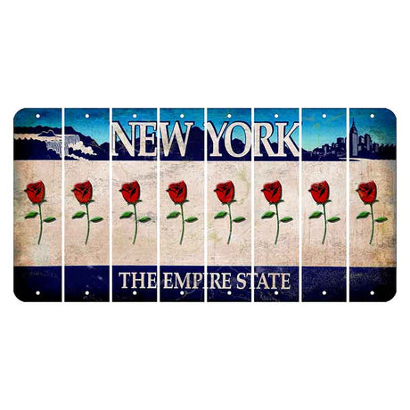 New York Blue The Empire State Cut License Plate Strips (Set of 8) Red Rose