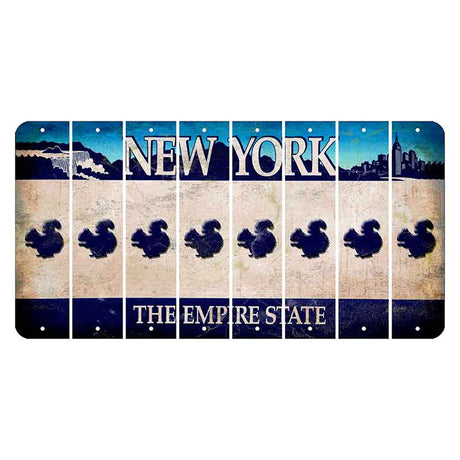 New York Blue The Empire State Cut License Plate Strips (Set of 8) Squirrel