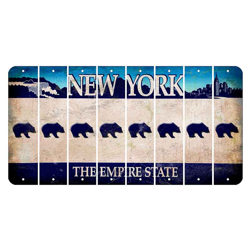 New York Blue The Empire State Cut License Plate Strips (Set of 8) Bear