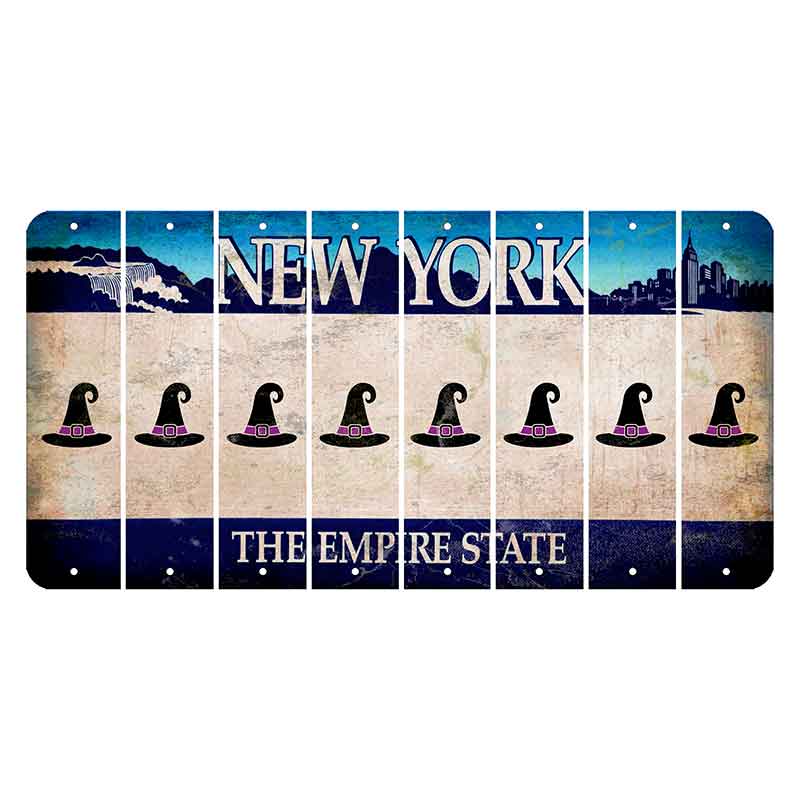 New York Blue The Empire State Cut License Plate Strips (Set of 8) Witches Hat