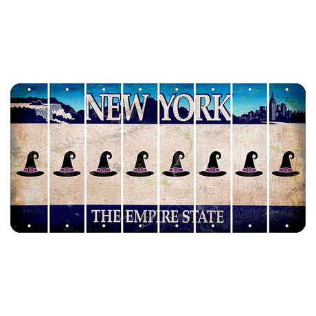 New York Blue The Empire State Cut License Plate Strips (Set of 8) Witches Hat