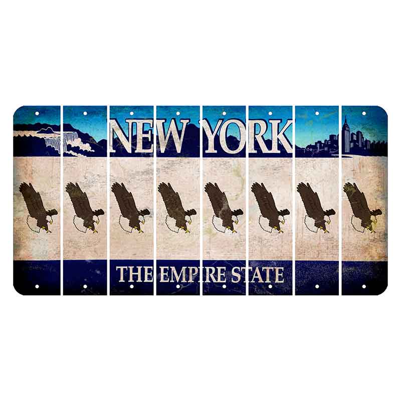 New York Blue The Empire State Cut License Plate Strips (Set of 8) Bald Eagle