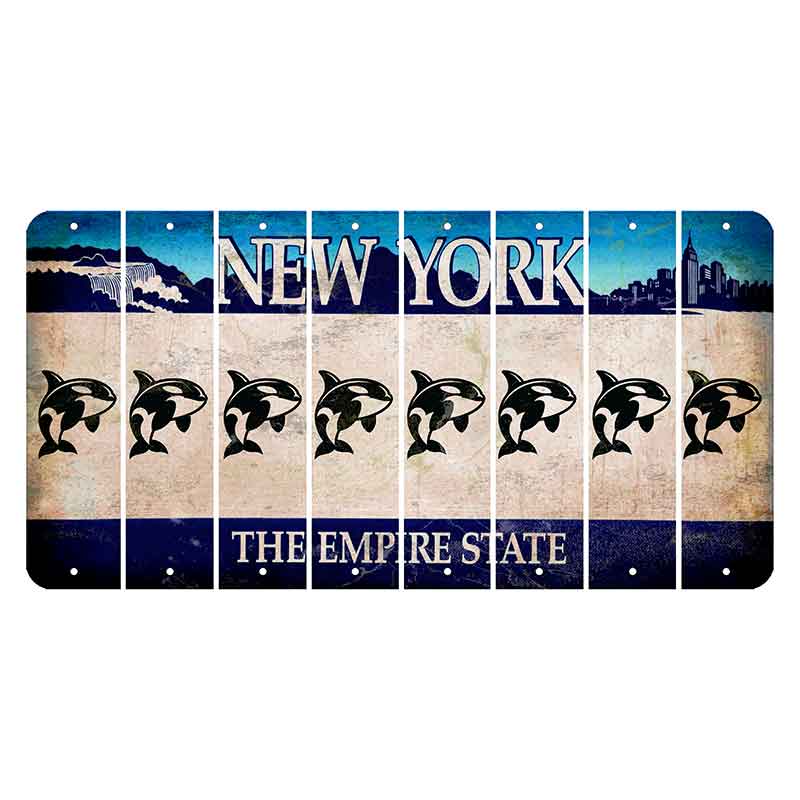 New York Blue The Empire State Cut License Plate Strips (Set of 8) Whale