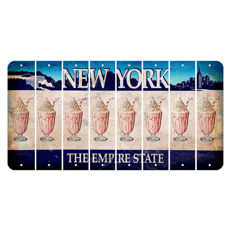 New York Blue The Empire State Cut License Plate Strips (Set of 8) Milkshake