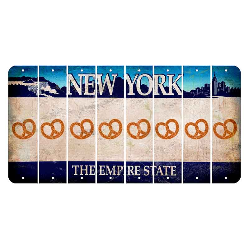 New York Blue The Empire State Cut License Plate Strips (Set of 8) Pretzel