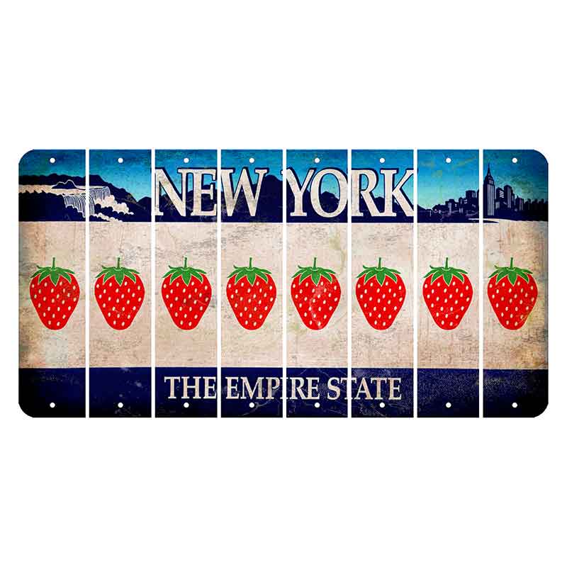 New York Blue The Empire State Cut License Plate Strips (Set of 8) Strawberry