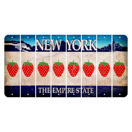 New York Blue The Empire State Cut License Plate Strips (Set of 8) Strawberry