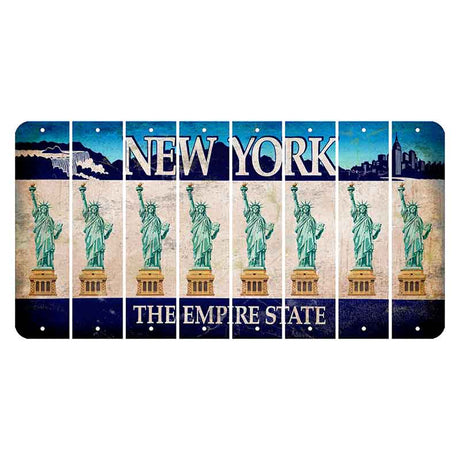 New York Blue The Empire State Cut License Plate Strips (Set of 8) Statue of Liberty