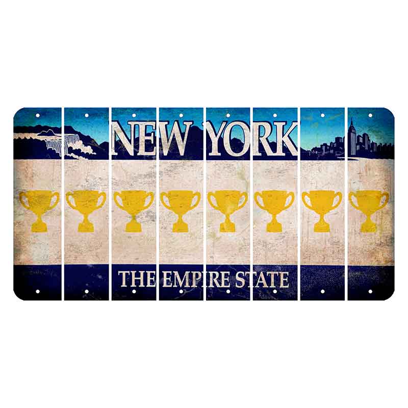 New York Blue The Empire State Cut License Plate Strips (Set of 8) Trophy