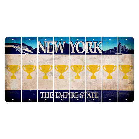 New York Blue The Empire State Cut License Plate Strips (Set of 8) Trophy