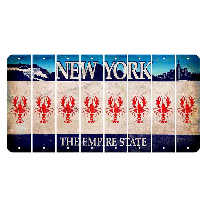 New York Blue The Empire State Cut License Plate Strips (Set of 8) Lobster