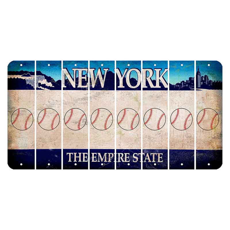 New York Blue The Empire State Cut License Plate Strips (Set of 8) Baseball