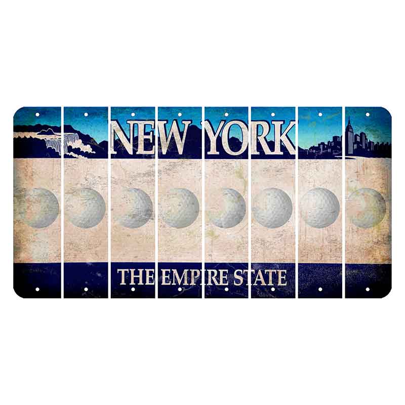 New York Blue The Empire State Cut License Plate Strips (Set of 8) Golfball