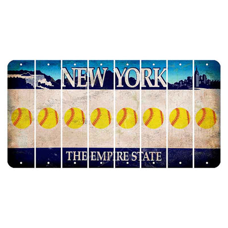 New York Blue The Empire State Cut License Plate Strips (Set of 8) Softball