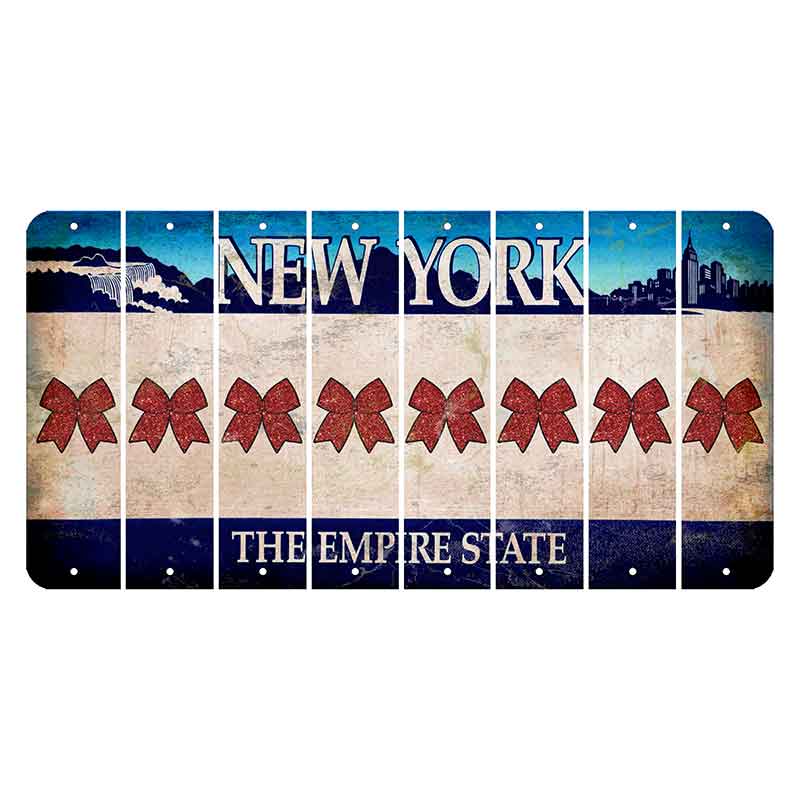 New York Blue The Empire State Cut License Plate Strips (Set of 8) Cheer Bow