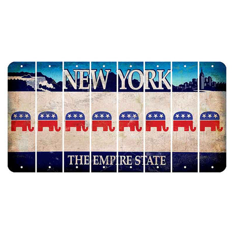 New York Blue The Empire State Cut License Plate Strips (Set of 8) Republican