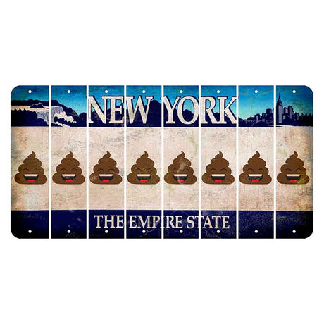 New York Blue The Empire State Cut License Plate Strips (Set of 8) Emoji - Poop