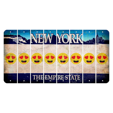 New York Blue The Empire State Cut License Plate Strips (Set of 8) Emoji - Heart Eyes