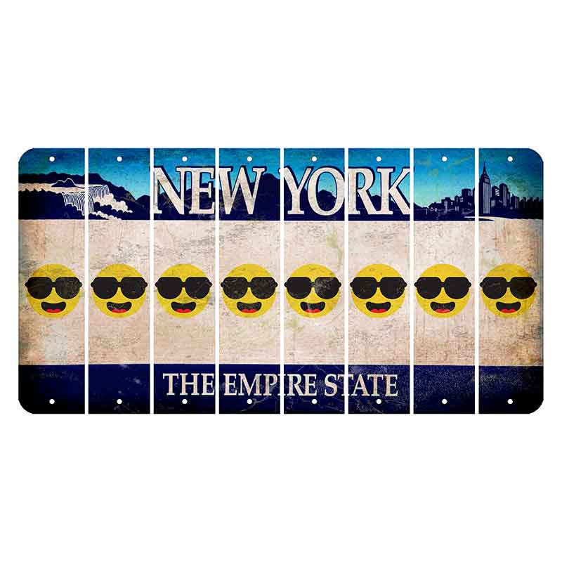 New York Blue The Empire State Cut License Plate Strips (Set of 8) Emoji - Shades