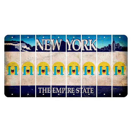 New York Blue The Empire State Cut License Plate Strips (Set of 8) Emoji - Crying