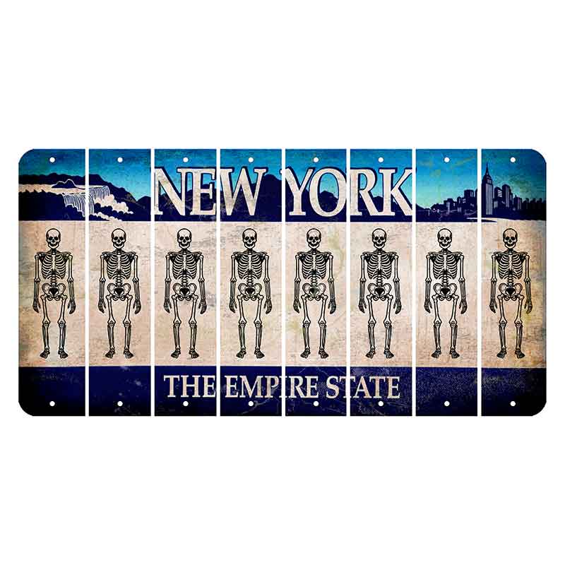 New York Blue The Empire State Cut License Plate Strips (Set of 8) Skeleton