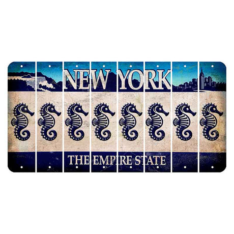 New York Blue The Empire State Cut License Plate Strips (Set of 8) Seahorse