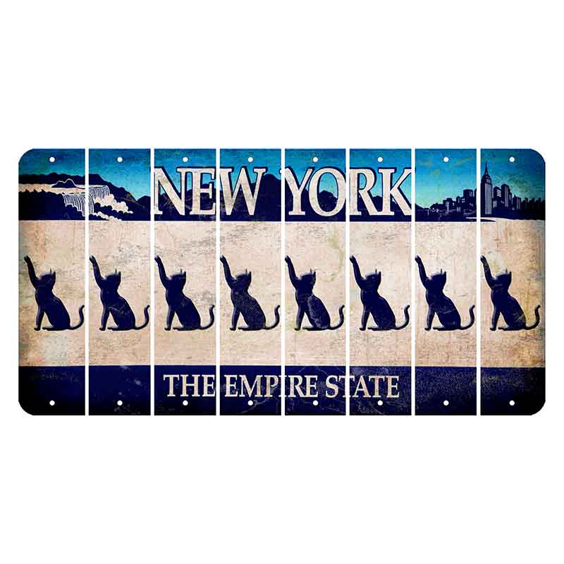 New York Blue The Empire State Cut License Plate Strips (Set of 8) Cat