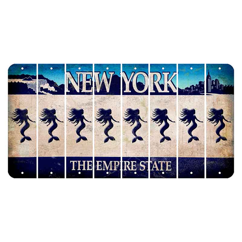 New York Blue The Empire State Cut License Plate Strips (Set of 8) Mermaid