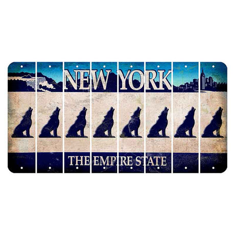 New York Blue The Empire State Cut License Plate Strips (Set of 8) Howling Wolf