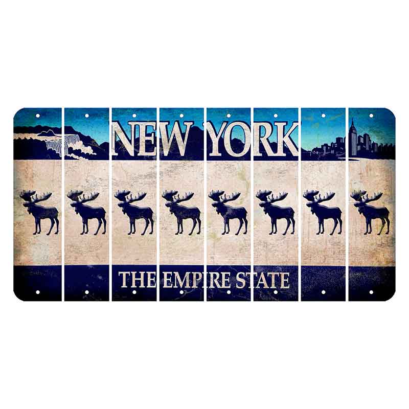 New York Blue The Empire State Cut License Plate Strips (Set of 8) Moose