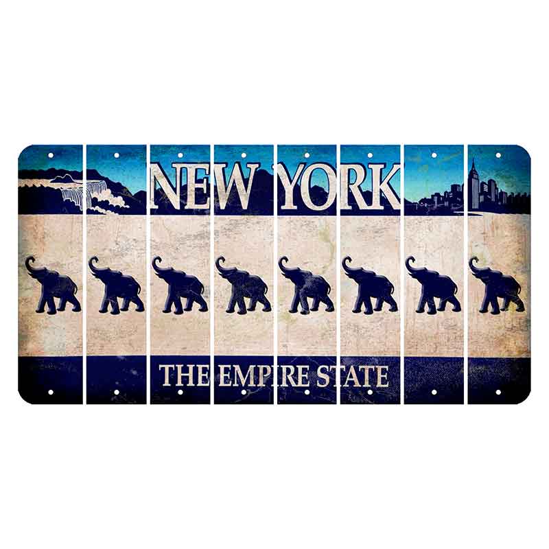 New York Blue The Empire State Cut License Plate Strips (Set of 8) Elephant