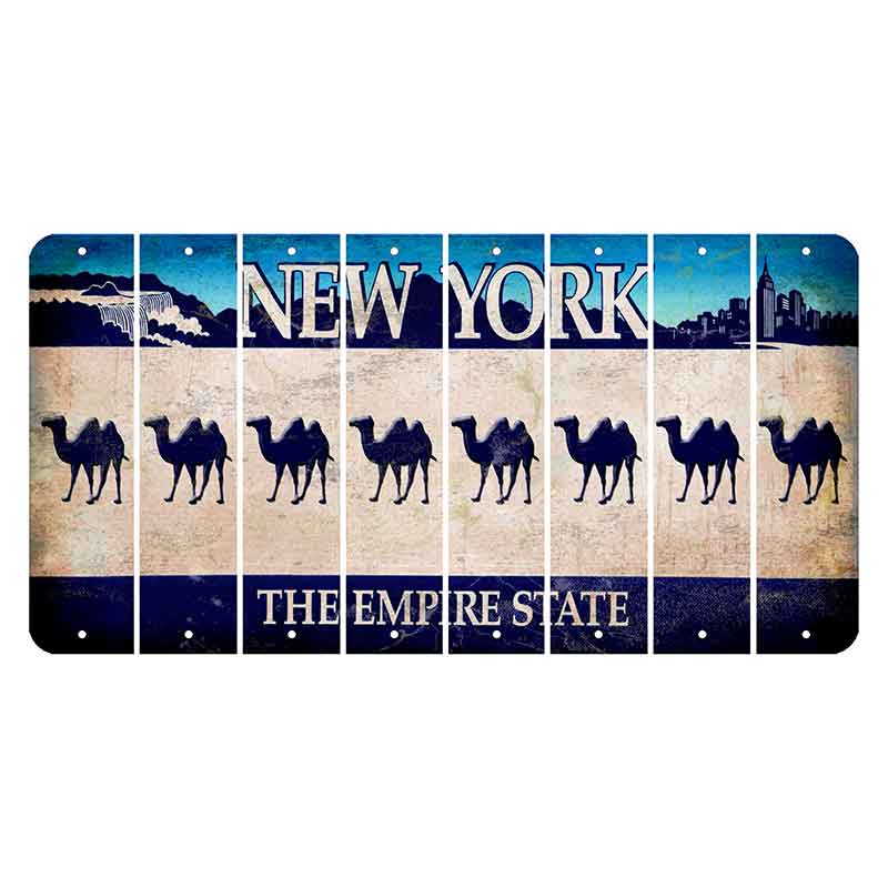 New York Blue The Empire State Cut License Plate Strips (Set of 8) Camel