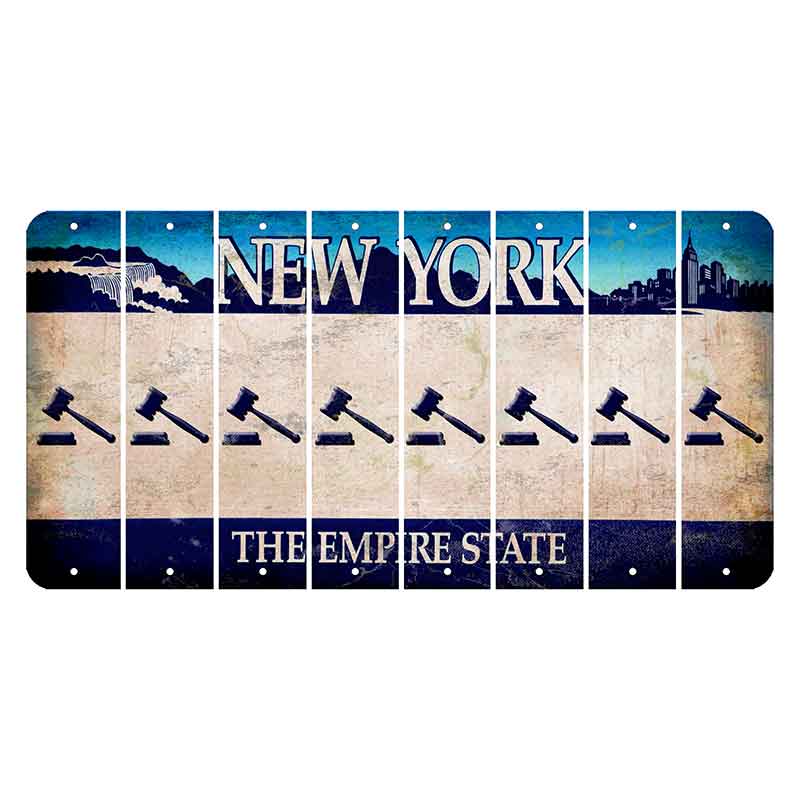 New York Blue The Empire State Cut License Plate Strips (Set of 8) Gavel