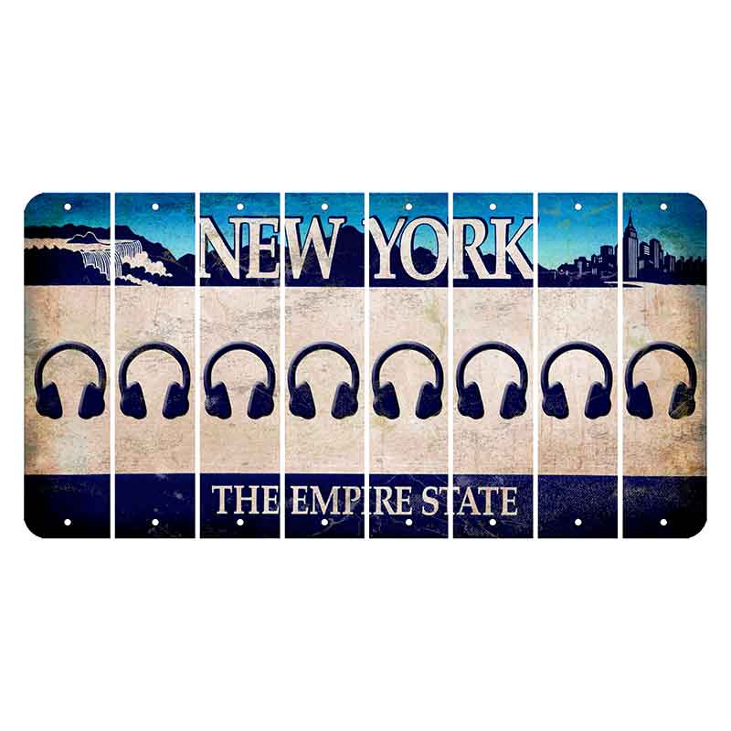 New York Blue The Empire State Cut License Plate Strips (Set of 8) Headphones