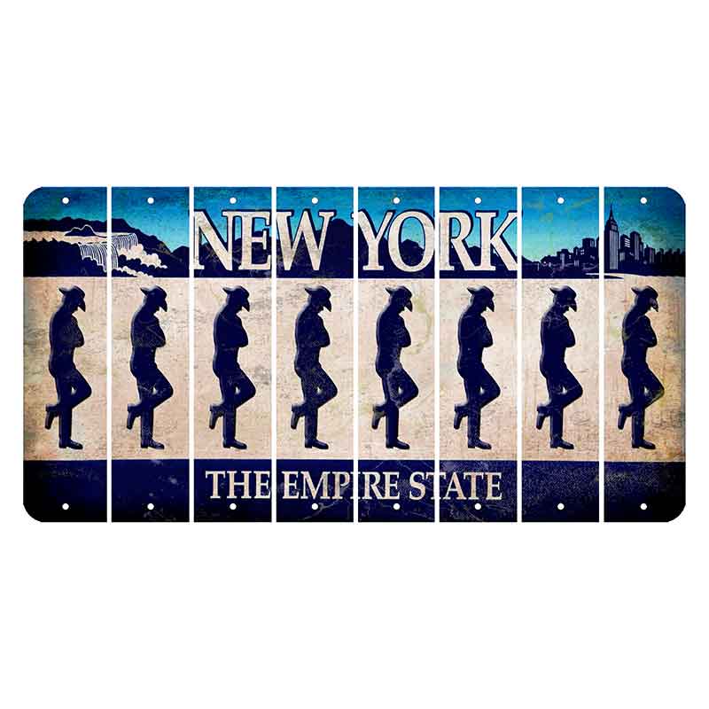 New York Blue The Empire State Cut License Plate Strips (Set of 8) Cowboy - Leaning