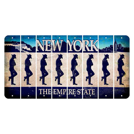 New York Blue The Empire State Cut License Plate Strips (Set of 8) Cowboy - Leaning