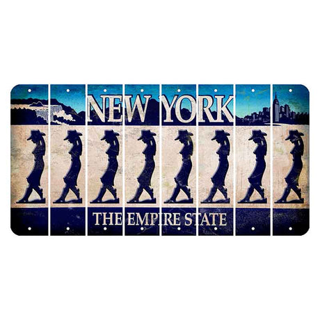 New York Blue The Empire State Cut License Plate Strips (Set of 8) Cowgirl - Leaning