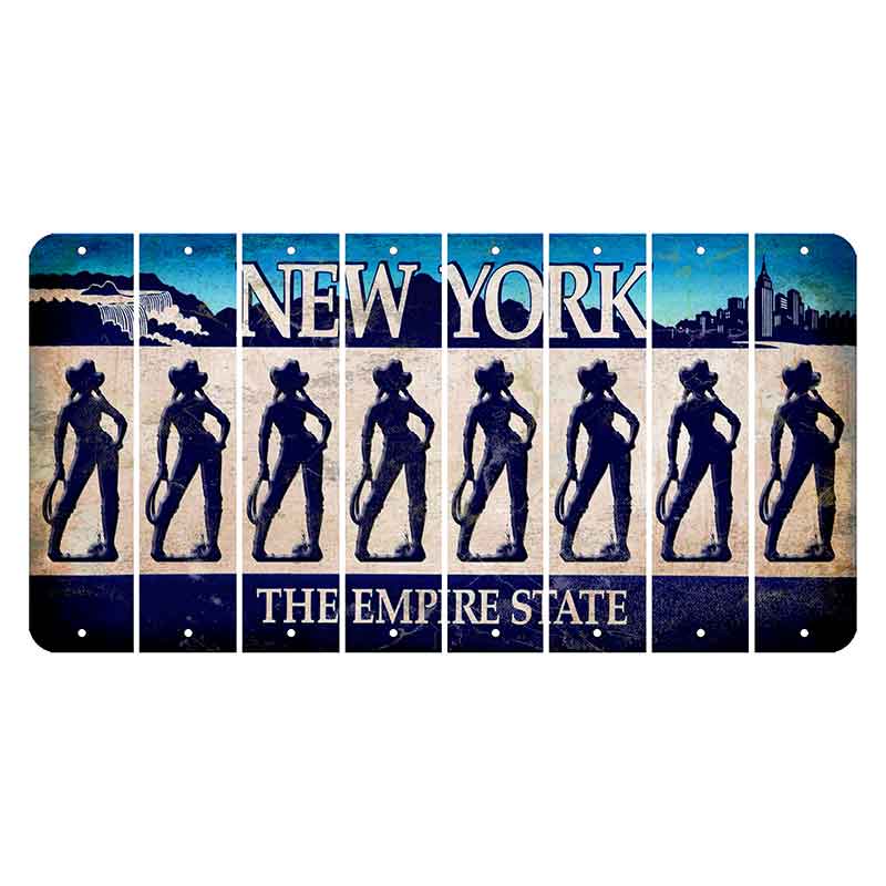 New York Blue The Empire State Cut License Plate Strips (Set of 8) Cowgirl