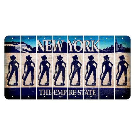 New York Blue The Empire State Cut License Plate Strips (Set of 8) Cowgirl